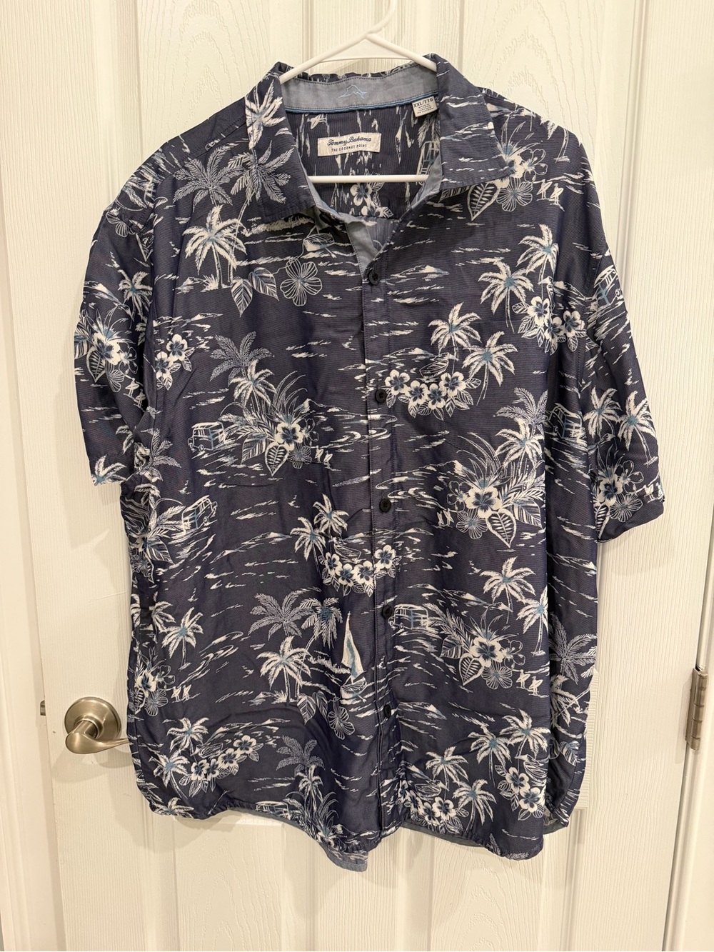 Tommy Bahama - Men's Navy Blue Tropical Print Short-Sleeve Shirt - XXL
